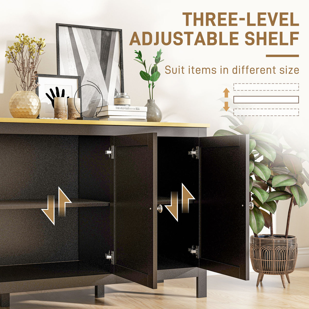 Buffet Cabinet with Doors and Adjustable Shelves – 47"W x 28"H