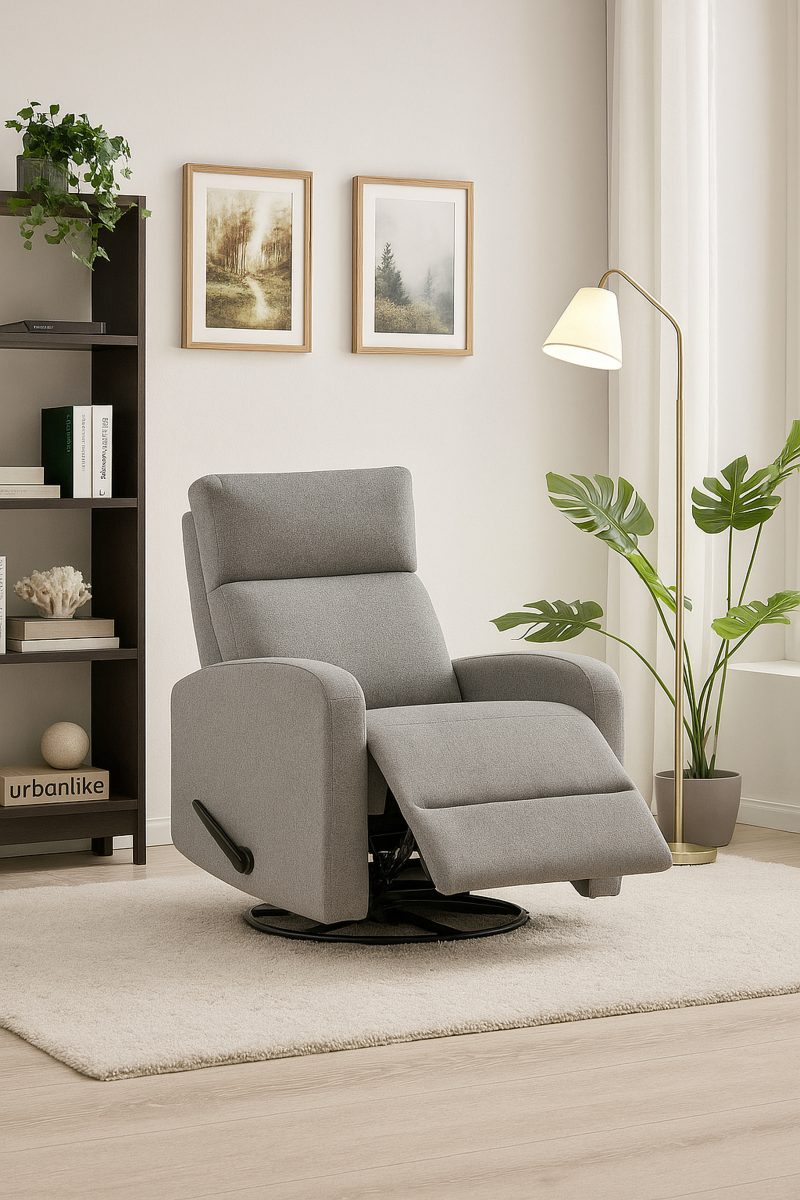 Titus T1041 Modern Chenille Linen Swivel Recliner Chair