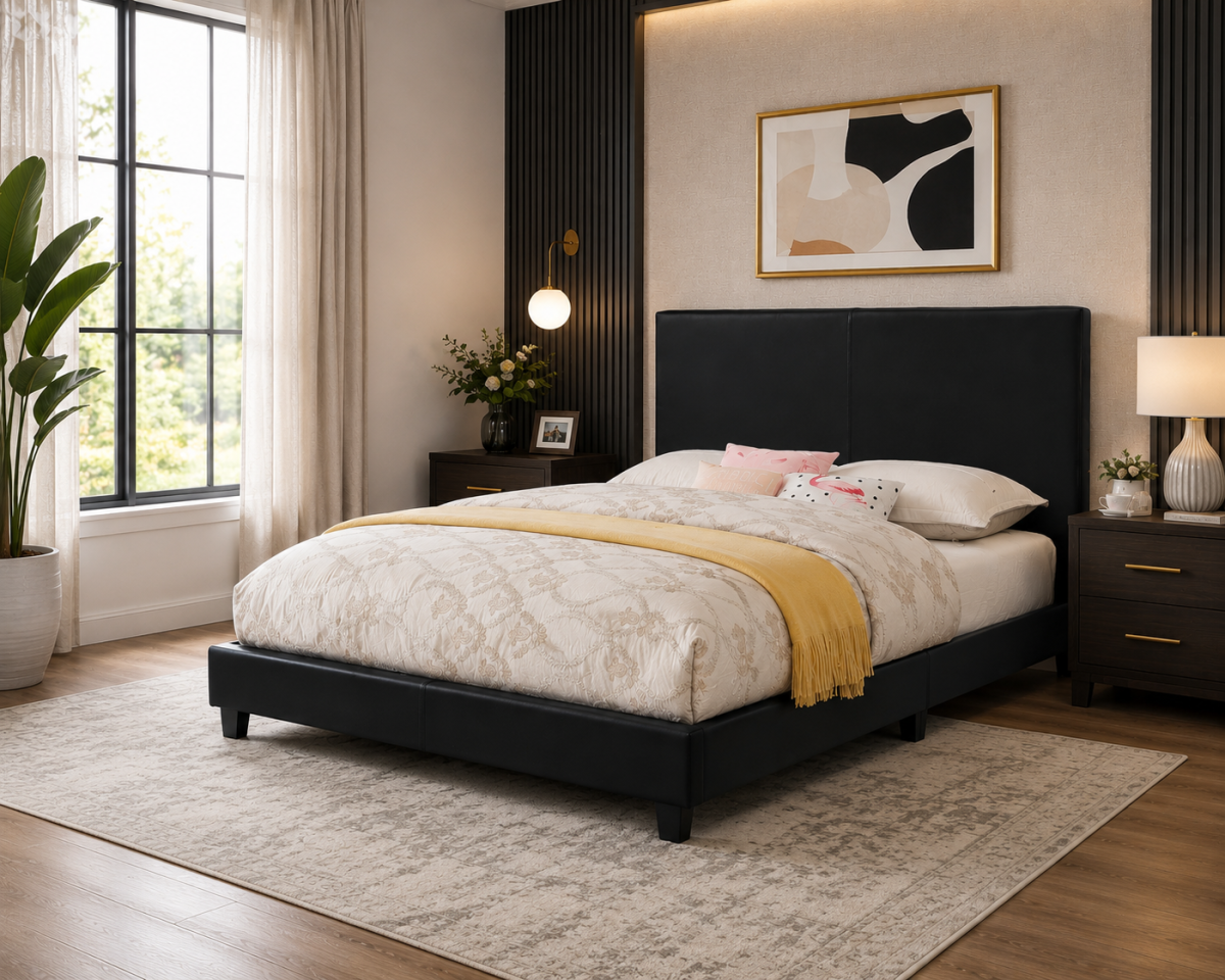Titus T2110 Modern Platform Bed Adjustable Headboard
