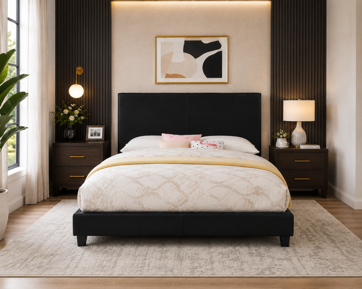 Titus T2110 Modern Platform Bed Adjustable Headboard