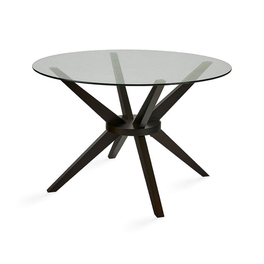 Round Glass Dining Set, Black Cross Base
