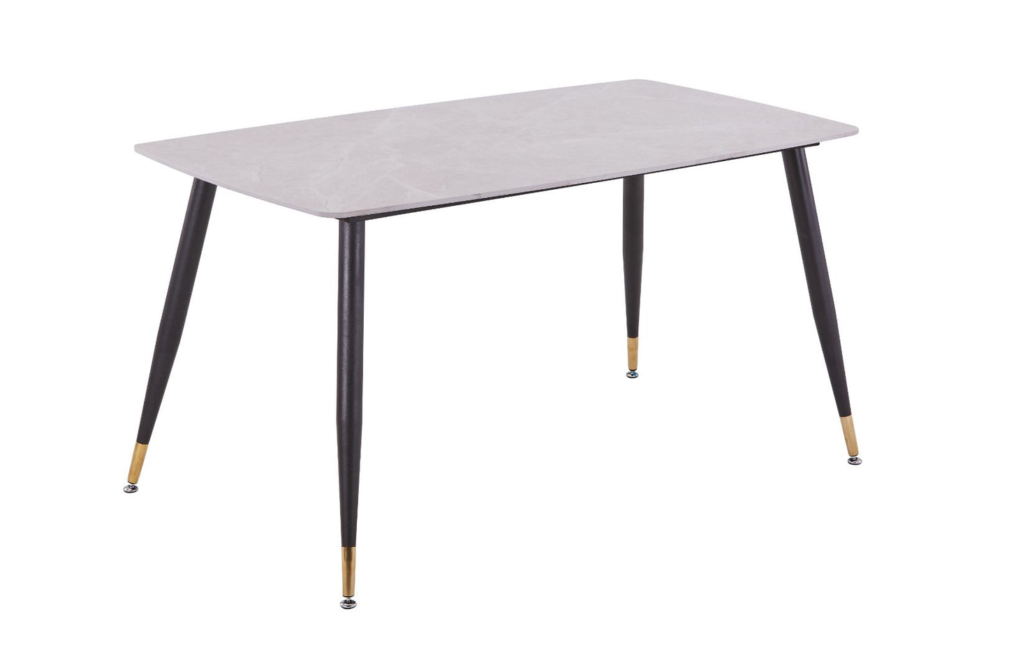 Warren 55" Dining Table Gloss Sintered Stone Top With Metal Legs- White