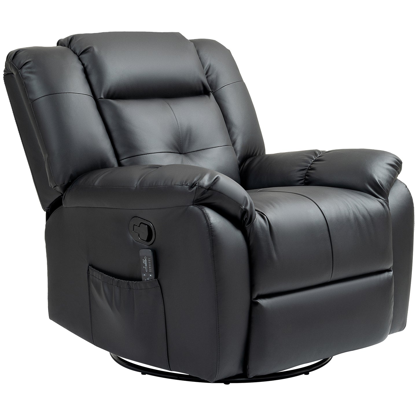 HOMCOM 8-Point Vibration Massage Recliner Chair, PU Leather, Swivel, Rocking, Remote
