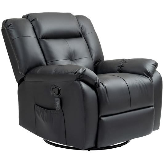HOMCOM 8-Point Vibration Massage Recliner Chair, PU Leather, Swivel, Rocking, Remote