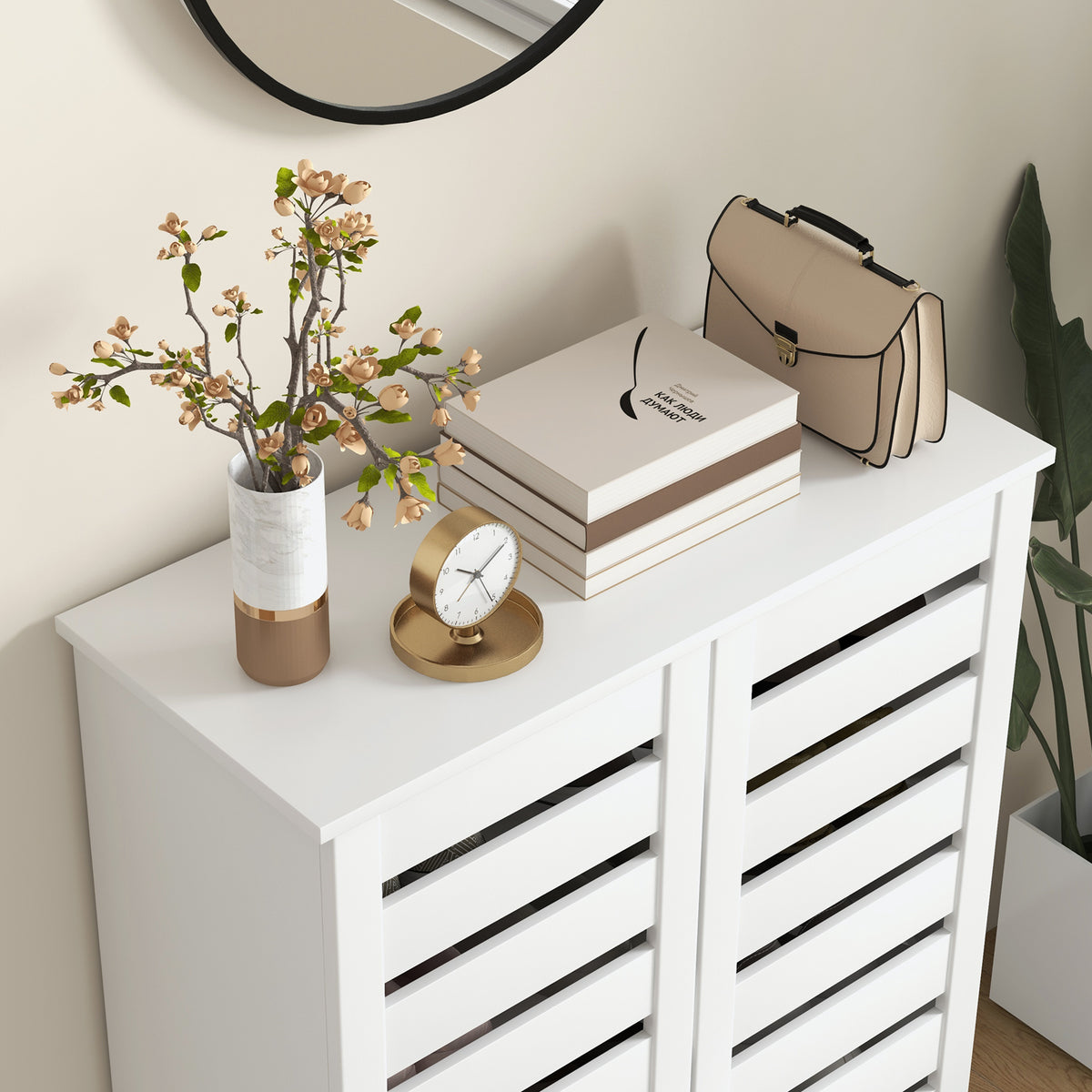 Shoe Cabinet with 2 Slatted Doors – 30"W x 39"H