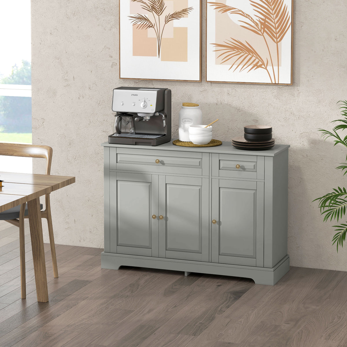 Buffet Cabinet with 2 Drawers and Adjustable Shelves – 45"W x 32"H