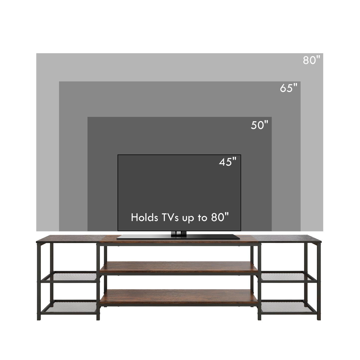 HOMCOM Industrial TV Stand for 80-inch TVs with Open Storage Shelves