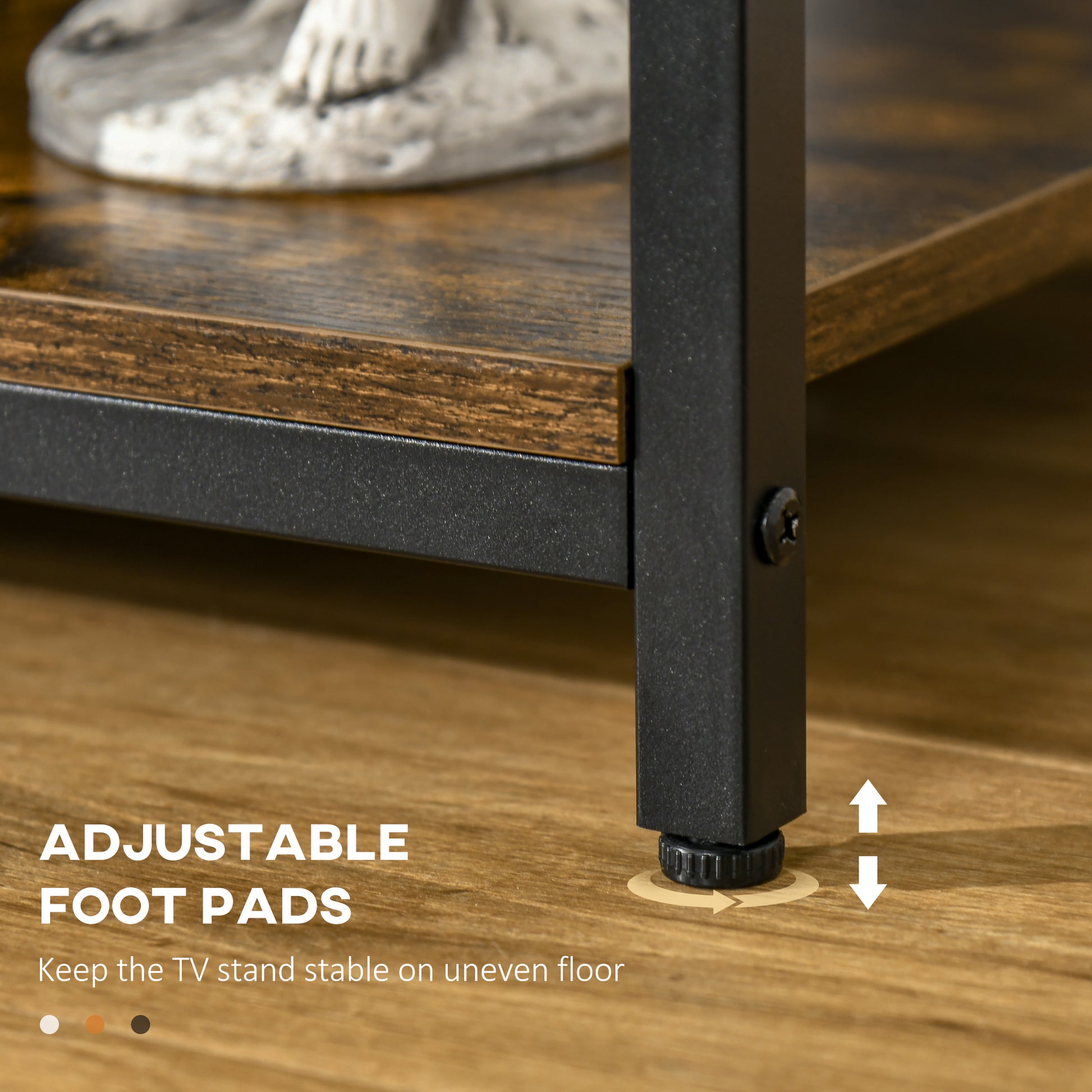 HOMCOM Rustic Industrial TV Stand, 55-inch TV Console, Adjustable Open Storage