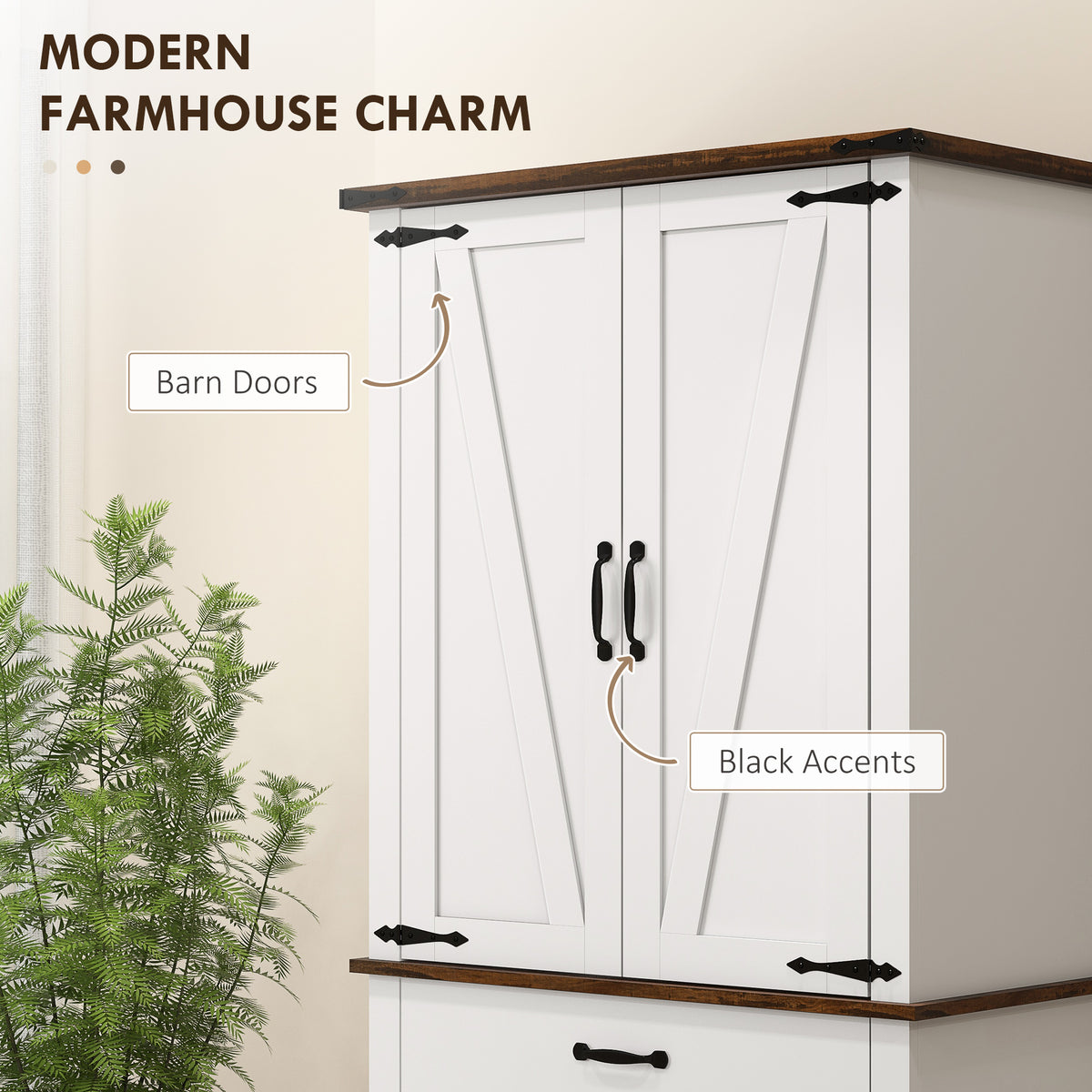 Farmhouse Pantry Cabinet with Barn Doors – 30"W x 71"H