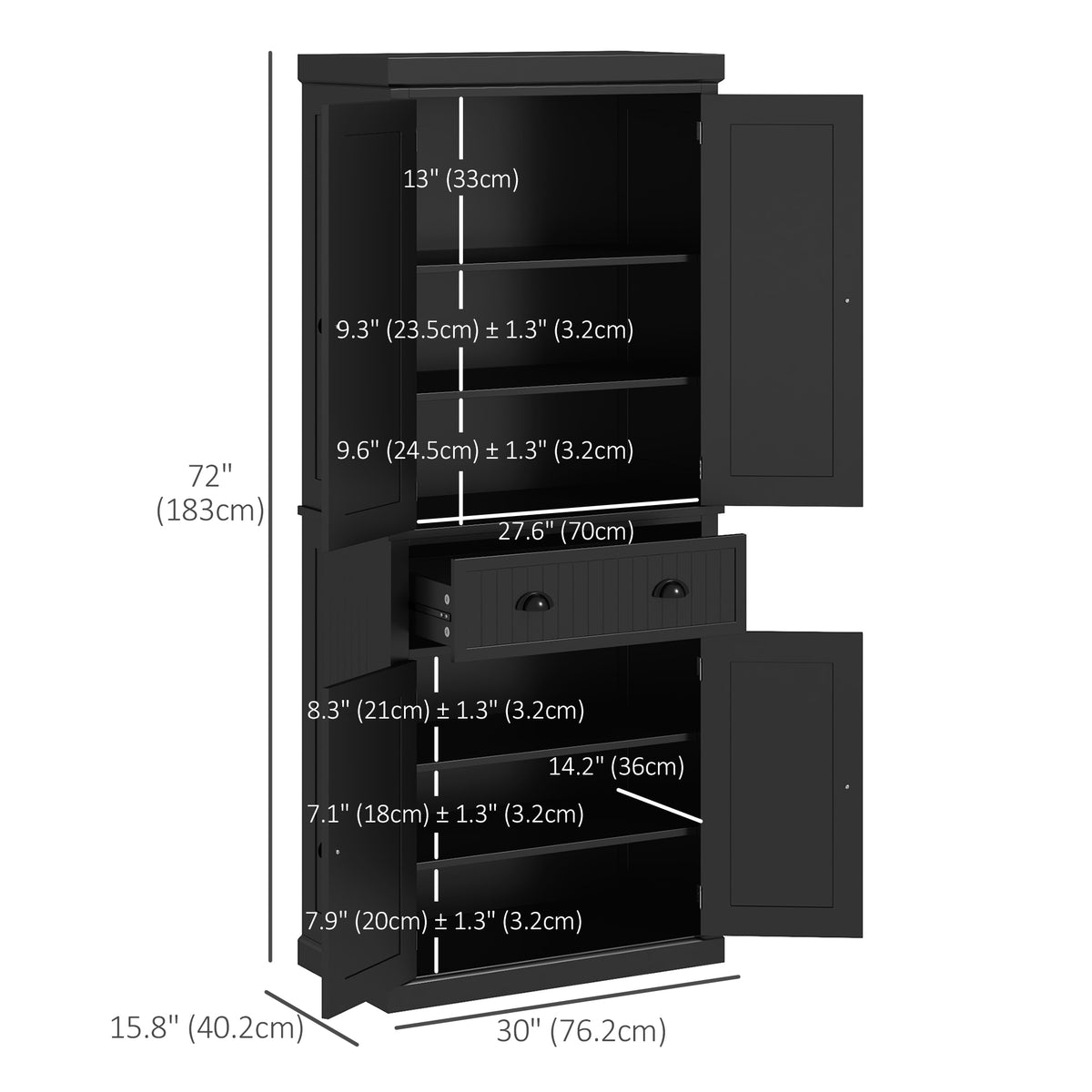 Kitchen Pantry with Drawer – 30"W x 73"H