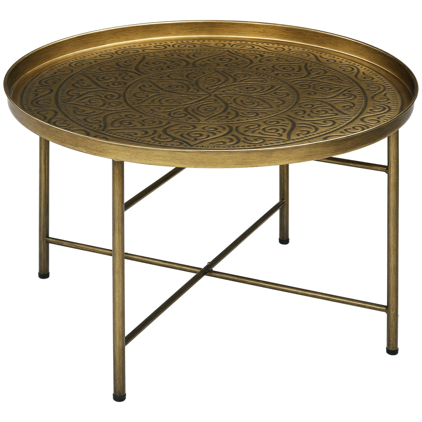 HOMCOM Vintage Gold Coffee Table 24" Round Center – Boho Elegance