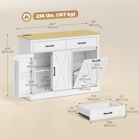 Kitchen Island with Charging Station – 44"W x 33"H