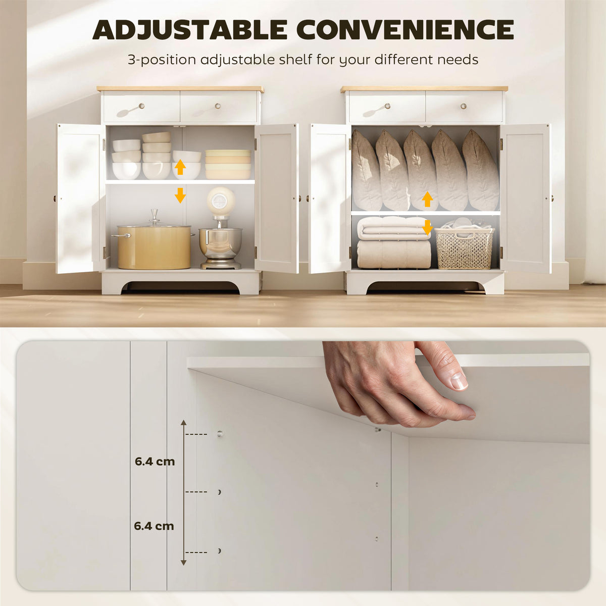 Sideboard Buffet Cabinet with Storage – 27"W x 34"H