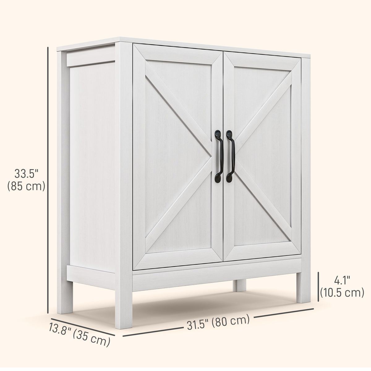 Kitchen Storage Cabinet with Barn Door and Adjustable Shelves – 32"W x 34"H