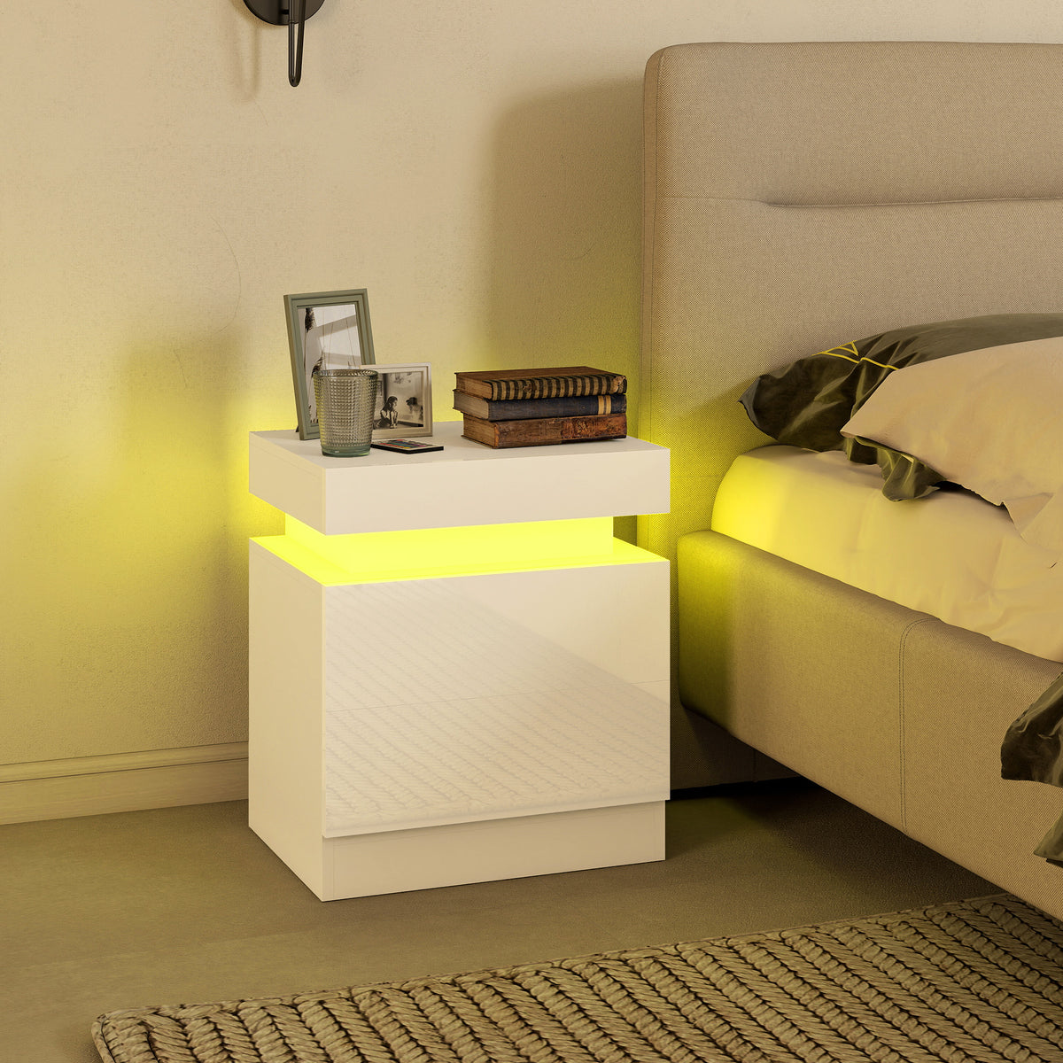 LED Nightstands with 2 Drawers, Set of 2 – 18"W x 21"H