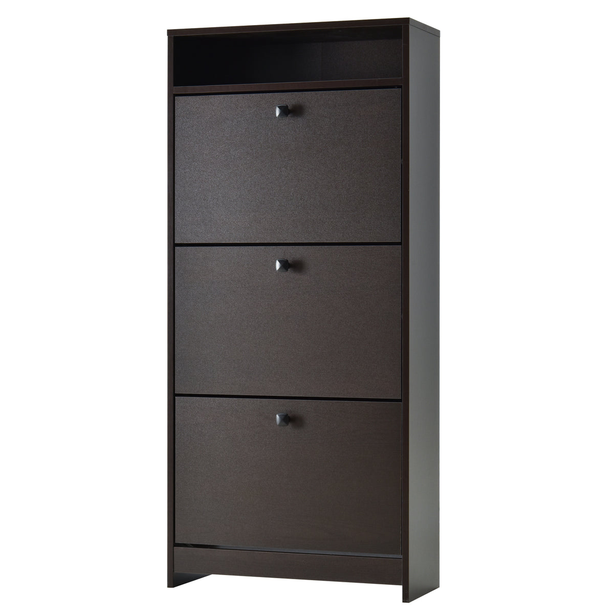 Slim Shoe Storage with 3 Flip Drawers and Adjustable Shelves – 24"W x 52"H