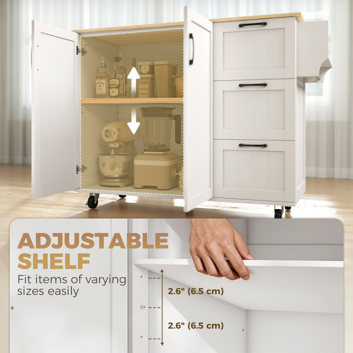 Kitchen Island with Drop Leaf – 53"W x 36"H