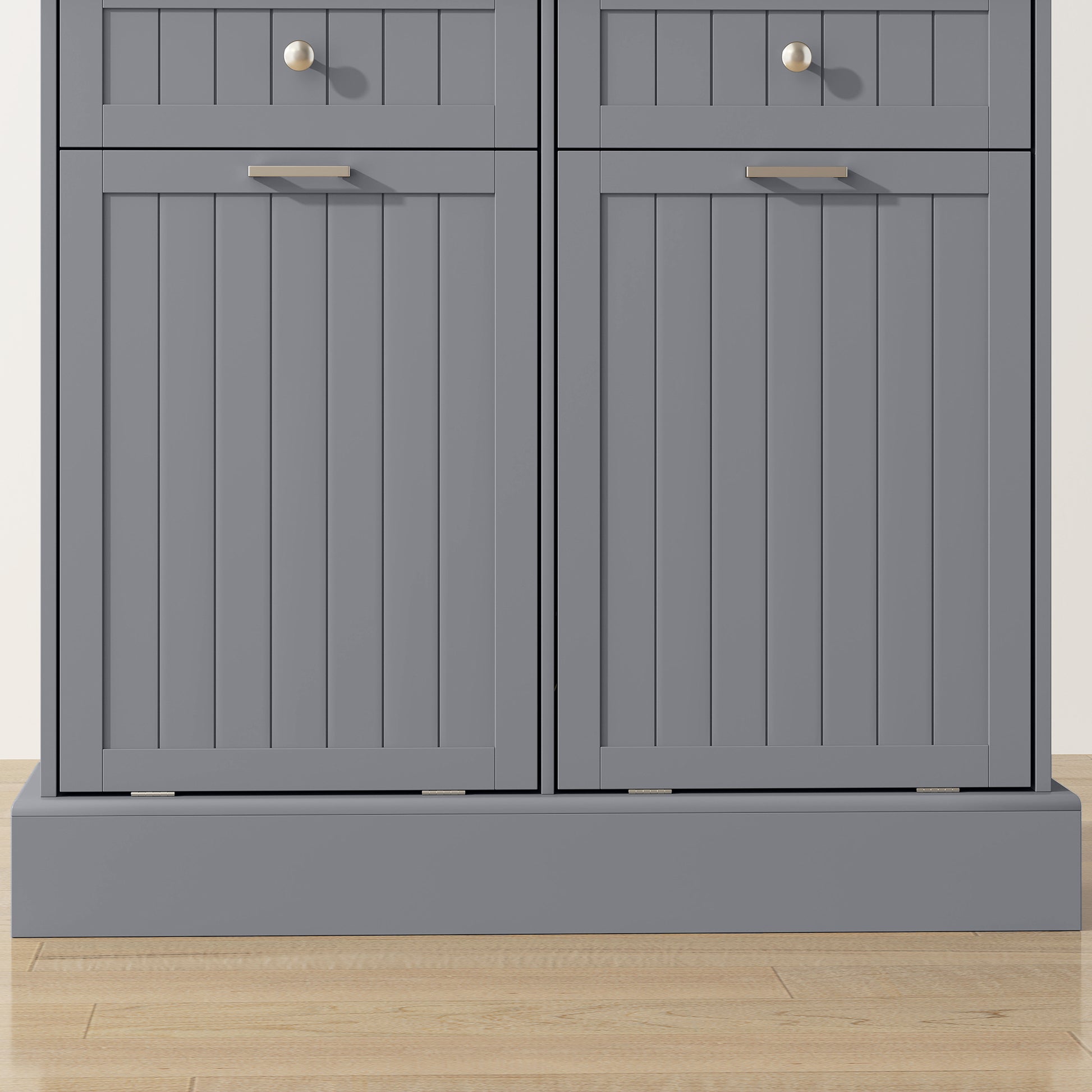 HOMCOM Kitchen Cabinet with Charging Station Freestanding Grey