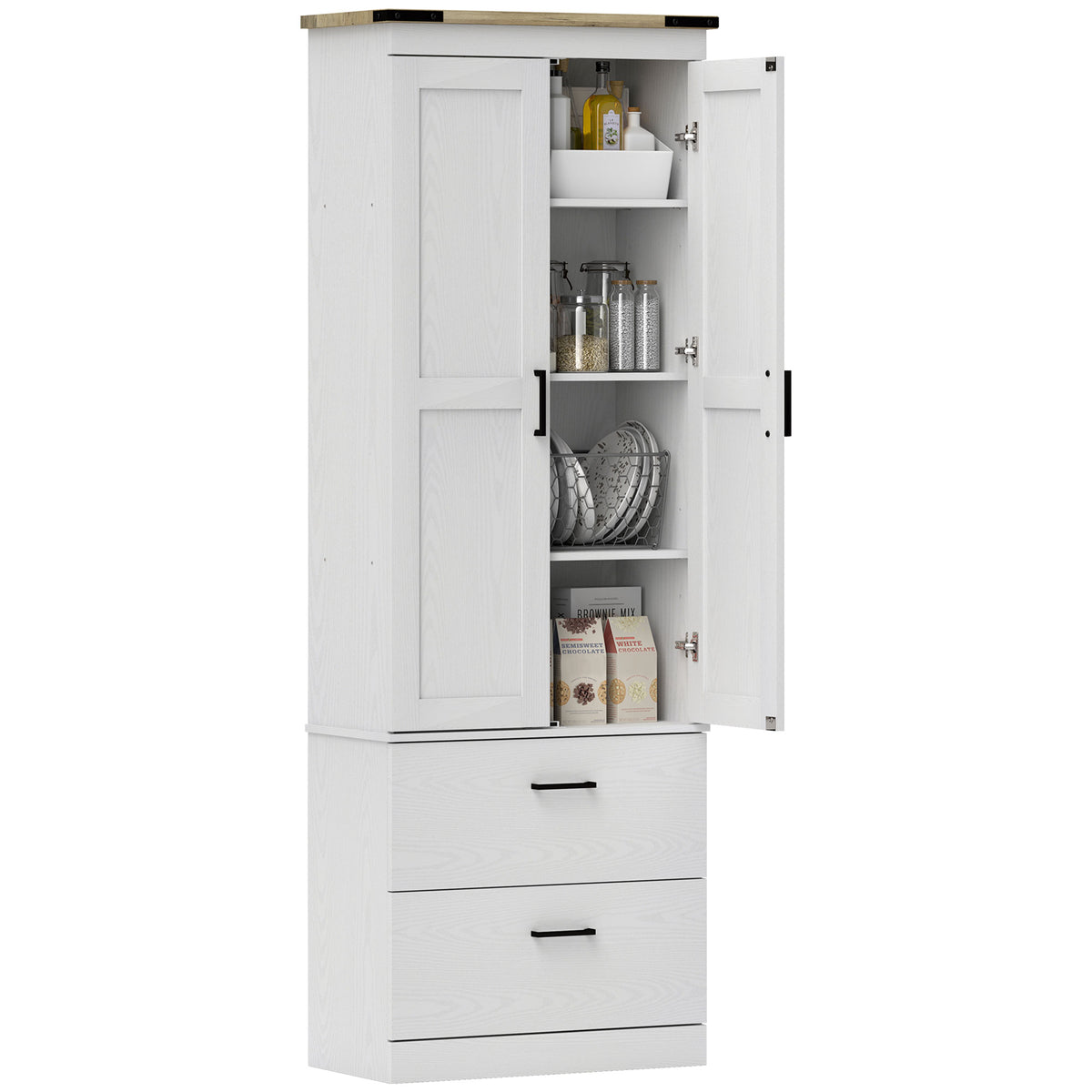 Kitchen Pantry Cabinet with Doors – 24"W x 67"H