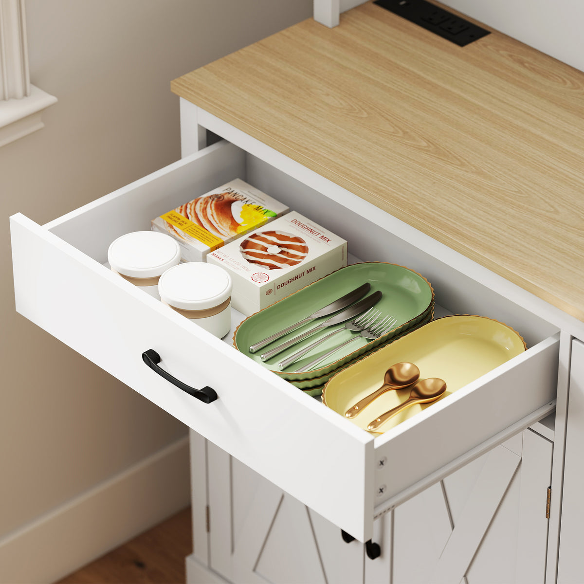 Pantry Cabinet with Charging Station – 44"W x 69"H