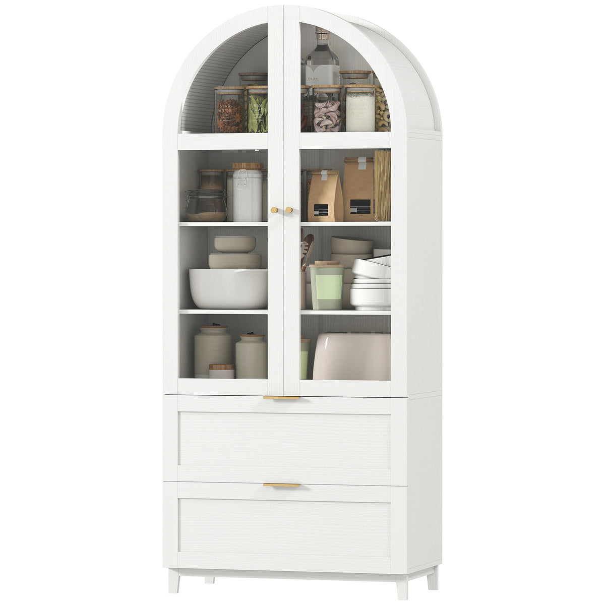Farmhouse Kitchen Storage Cabinet with 2 Drawers – 31"W x 71"H