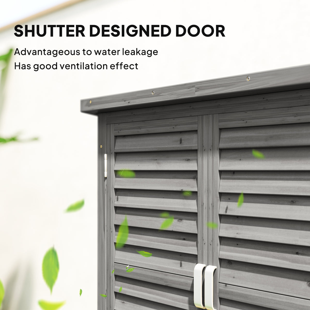 Wooden Garden Storage Shed Kit Wood Garage Tool Organisation Cabinet with 2 Door, 34" x 18" x 38" – Grey