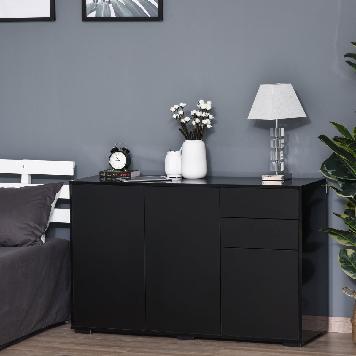Modern Coffee Bar with Push-Open Design and 2 Drawers – 46"W x 29"H