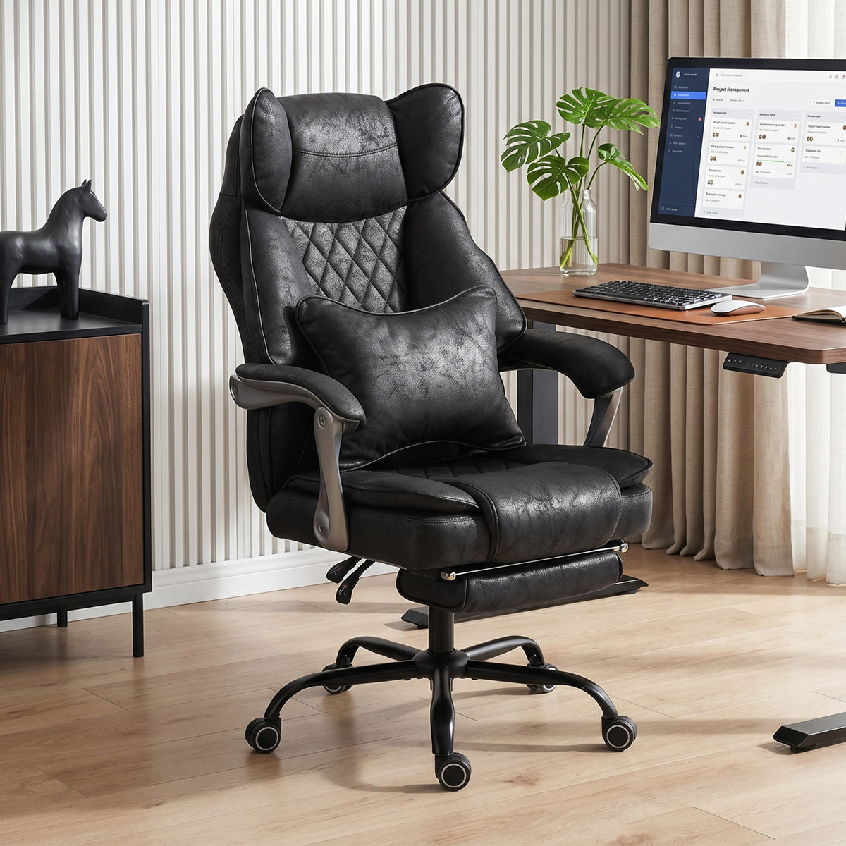 Executive Office Chair, Leathaire Big and Tall Office Chair 400 lbs with Wide Seat, Black