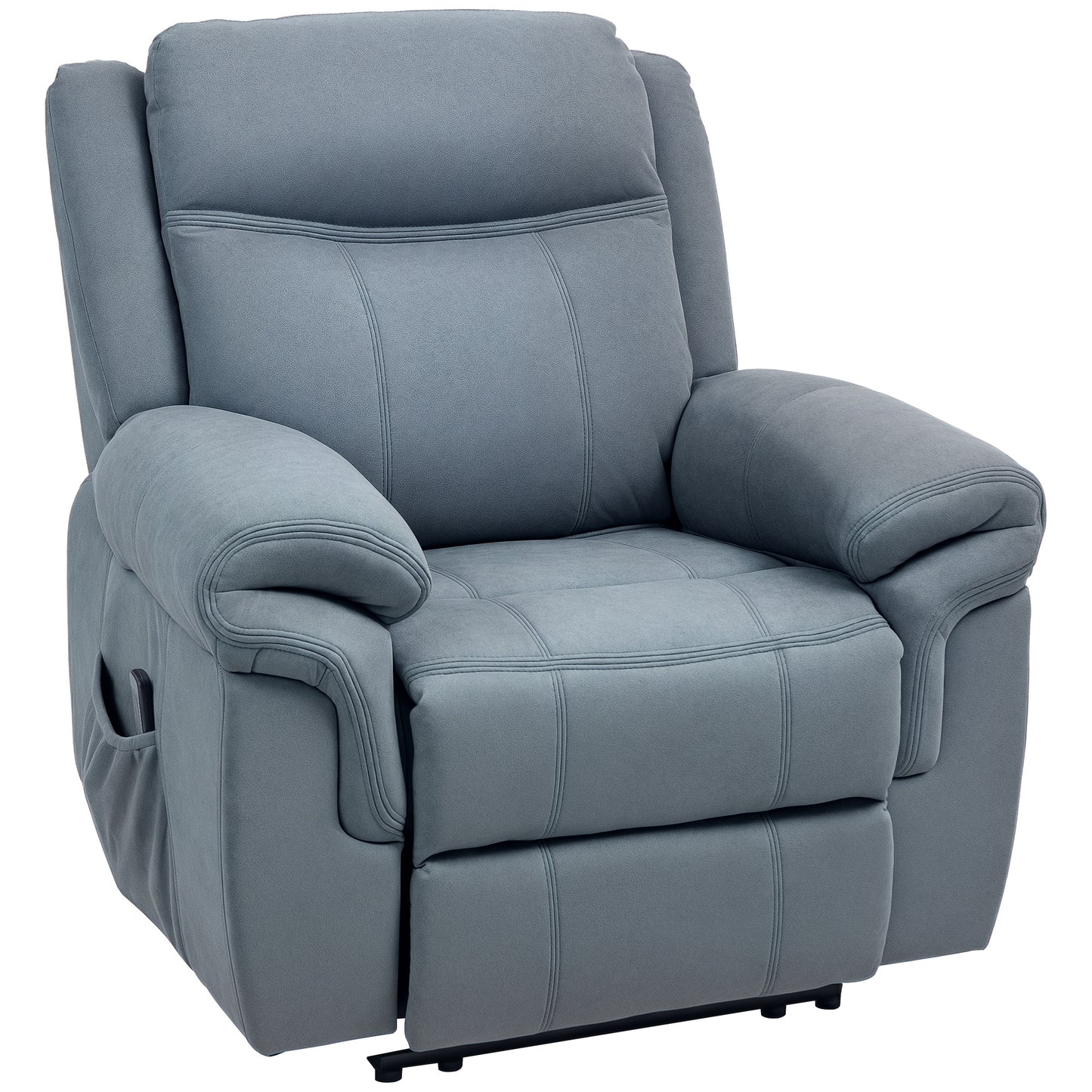 HOMCOM Manual Recliner Massage Chair, Microfibre Fabric, Side Pockets, Blue-Grey