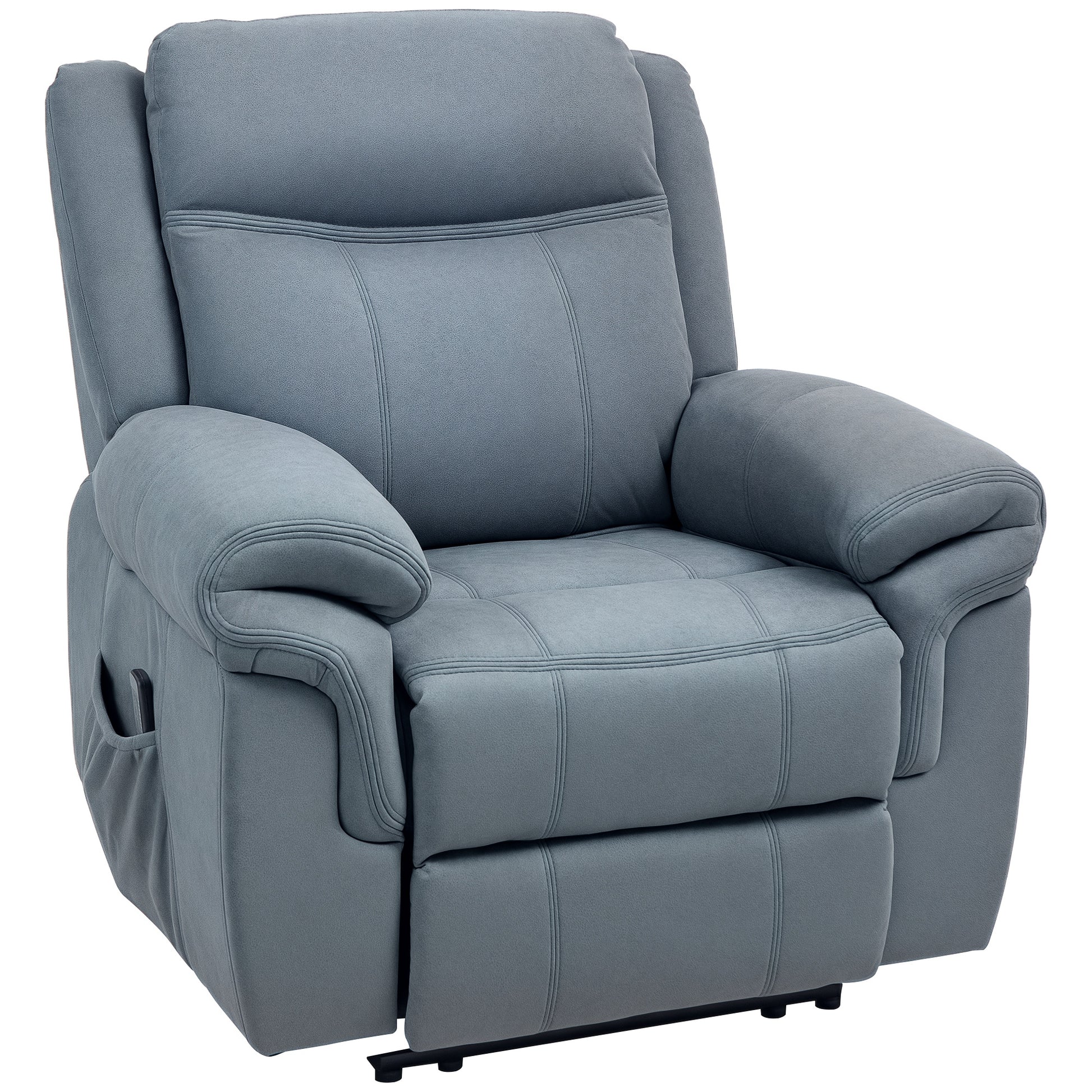 HOMCOM Manual Recliner Massage Chair, Microfibre Fabric, Side Pockets, Blue-Grey