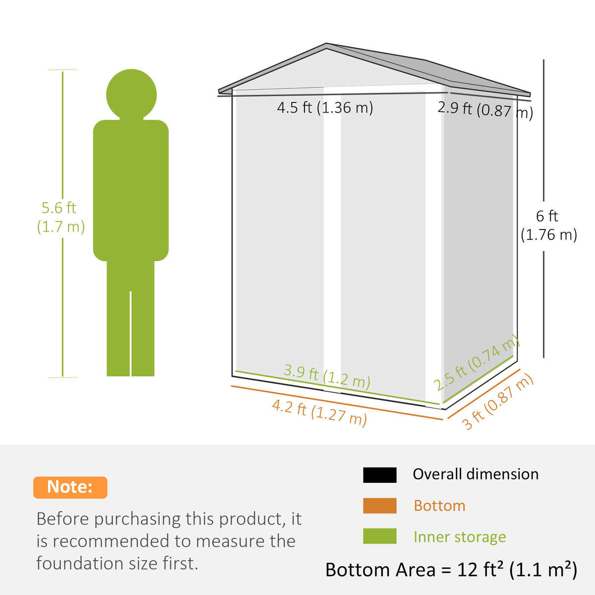 4.5 x 3ft Outdoor Storage Shed, Waterproof Metal Garden Shed with Lockable Door for Backyard, Patio, Lawn – Light Grey