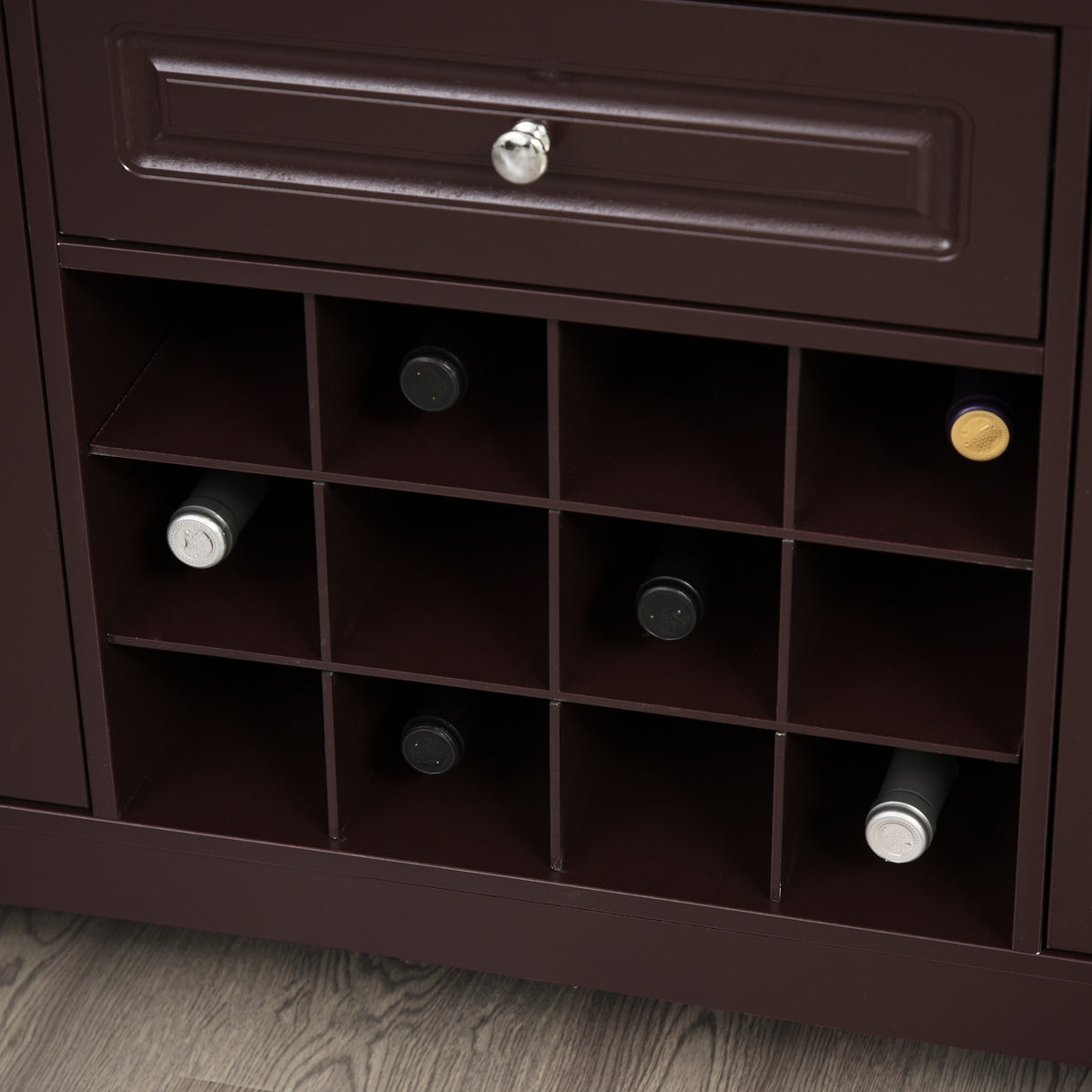 Buffet Bar Cabinet with Drawer and 12-Bottle Wine Rack – 46"W x 33"H