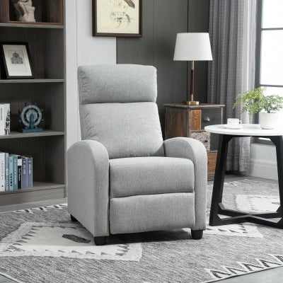 HOMCOM Dark Grey Fabric Push-Back Recliner Chair with Tufted Backrest