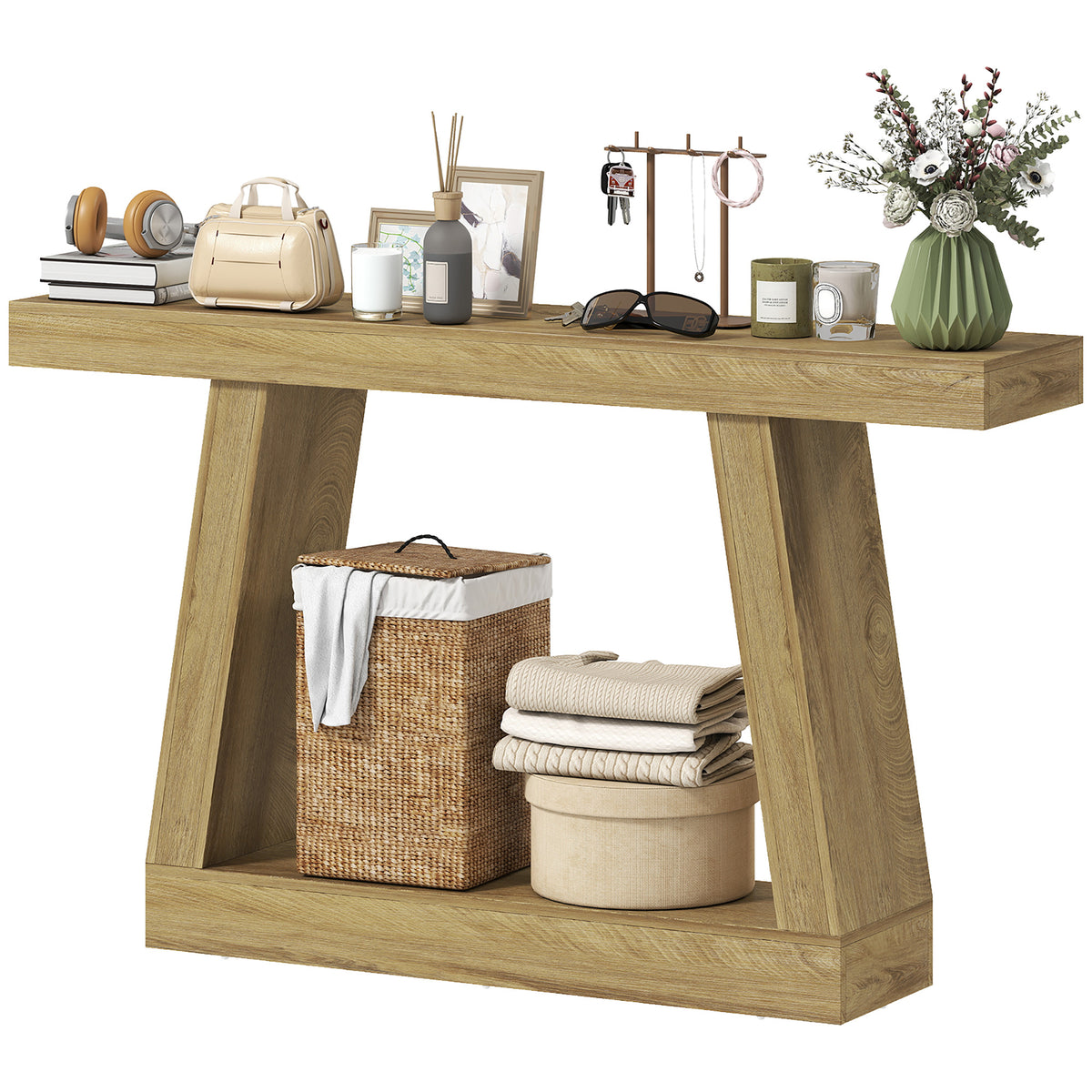 55" Farmhouse 2-Tier Console Table