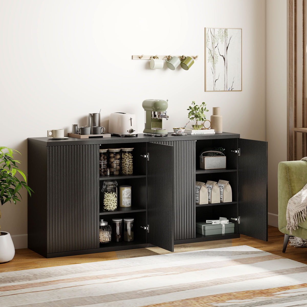Sideboard Buffet Cabinets, Set of 2, with Soft-Close Doors – 31"W x 31"H each