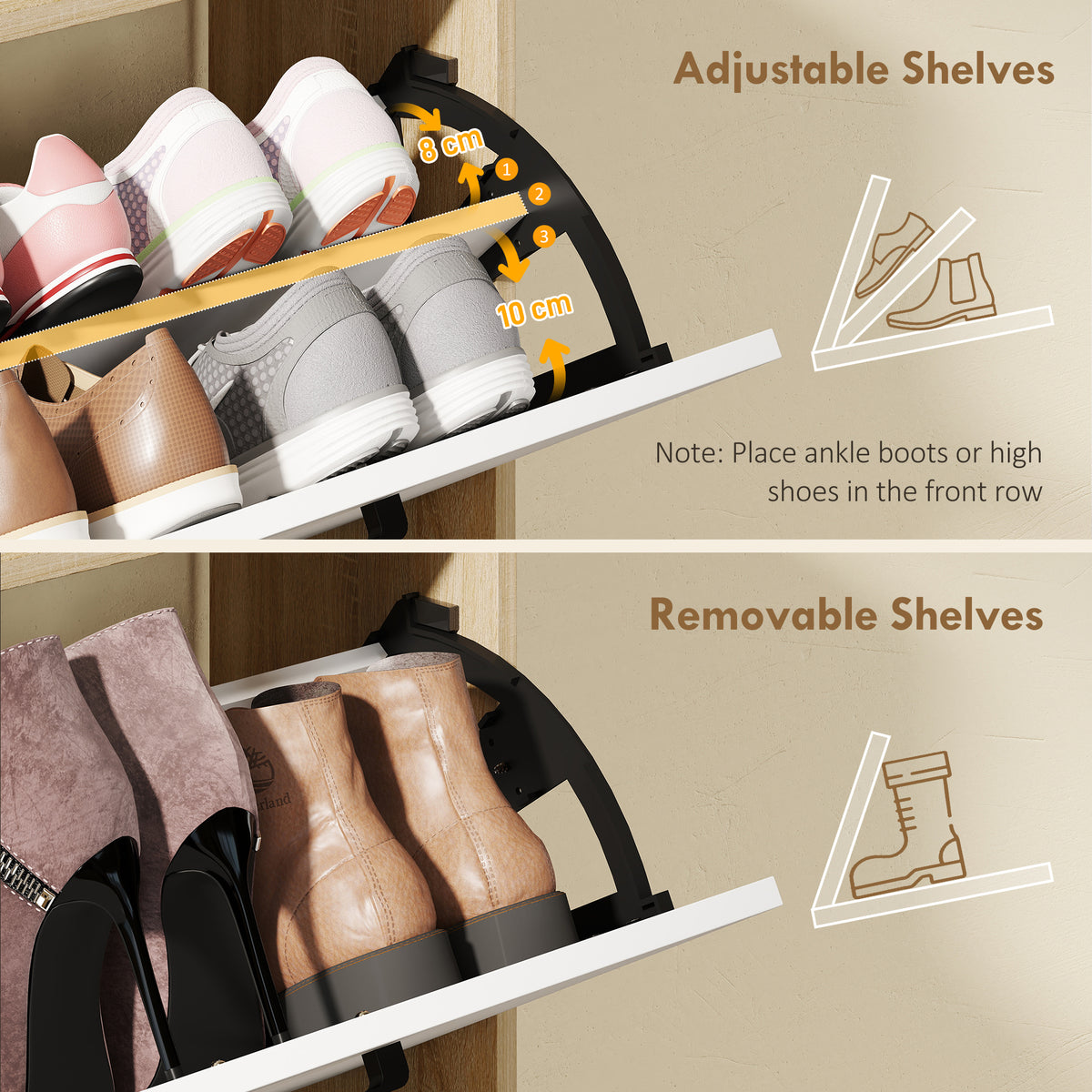 Shoe Cabinet with 2 Flip Drawers – 33"W x 36"H