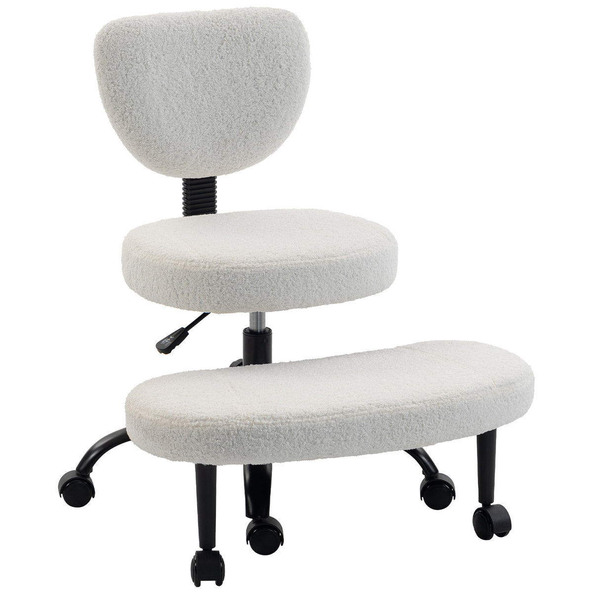 Ergonomic Cross Legged Office Chair with Removable Footrest, Cream