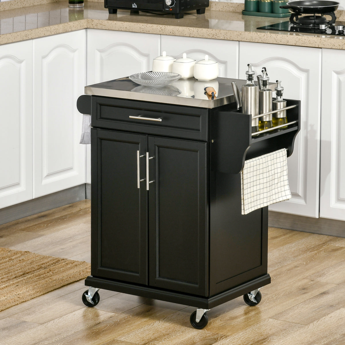 Kitchen Island with Stainless Steel Top – 33"W x 36"H