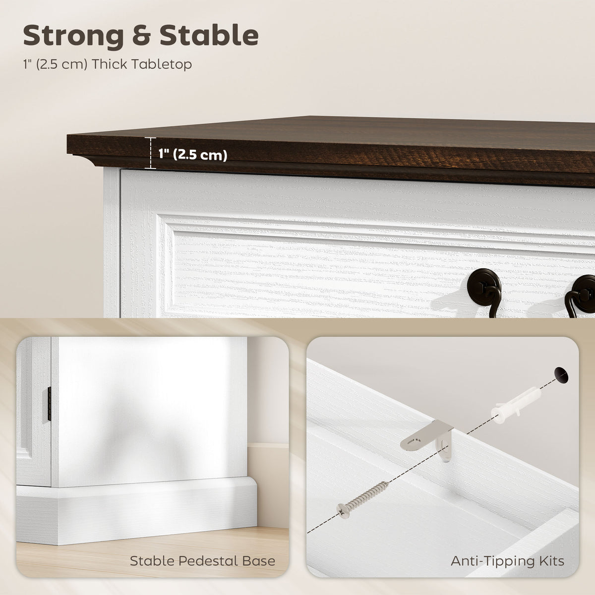 Farmhouse Sideboard with Thick Top – 31"W x 33"H