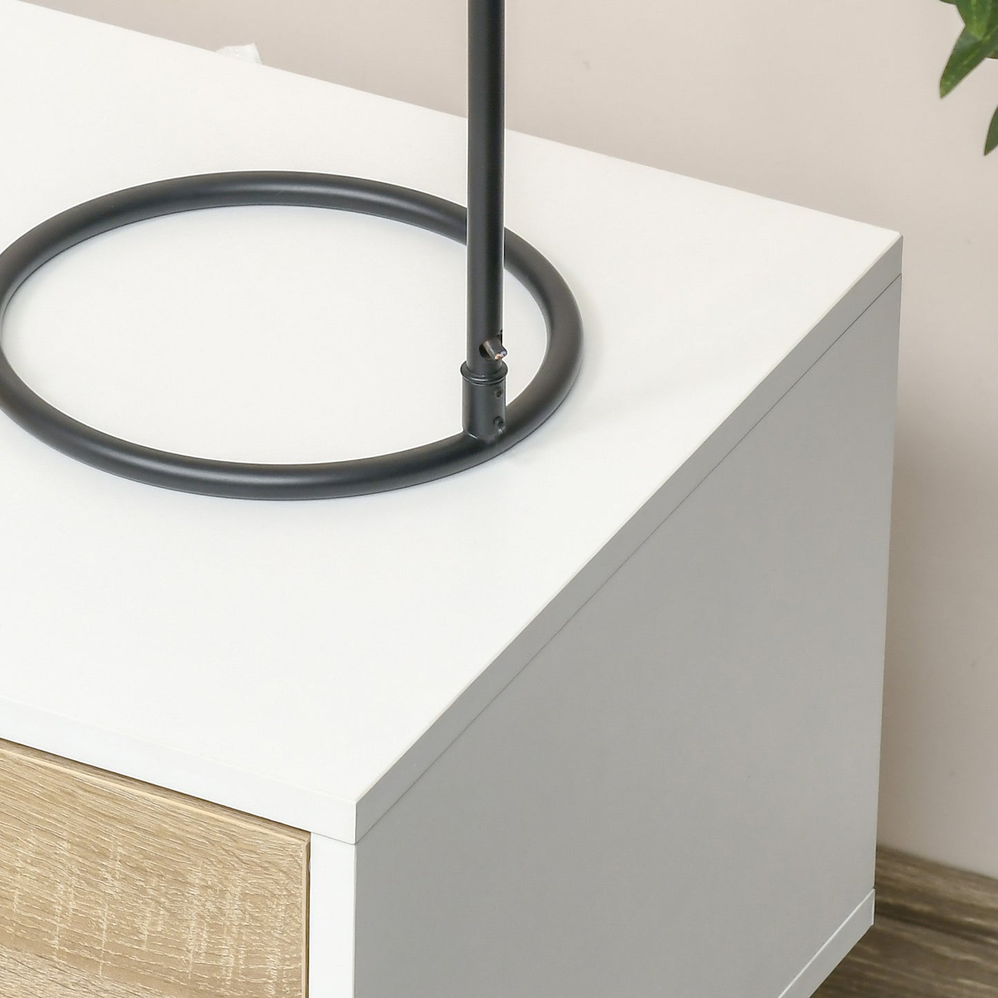 Modern Bedside Tables Set of 2 with Drawer, Shelf, Wood Legs