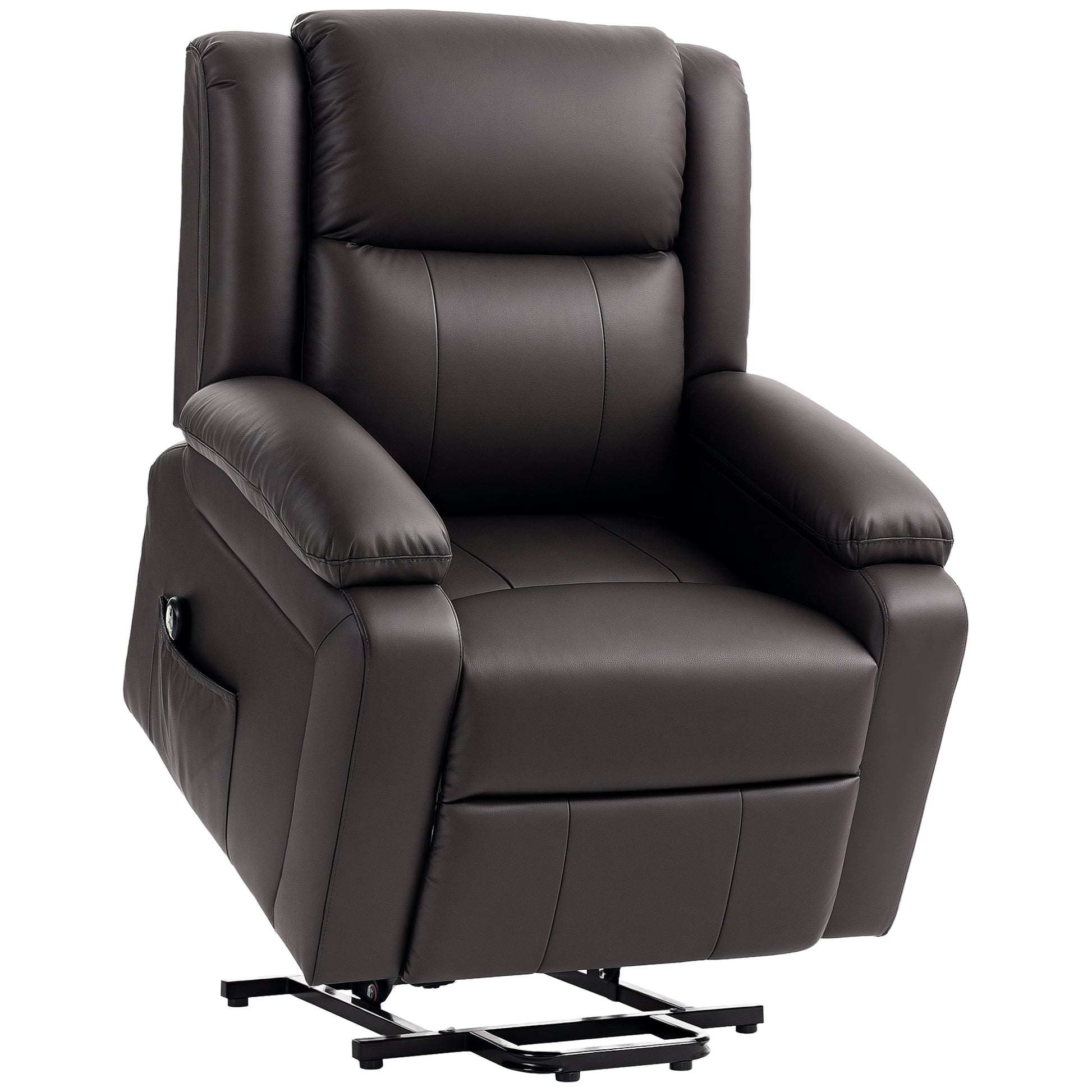 HOMCOM Electric Lift Recliner Chair for Elderly, Brown PU Leather, Remote Control