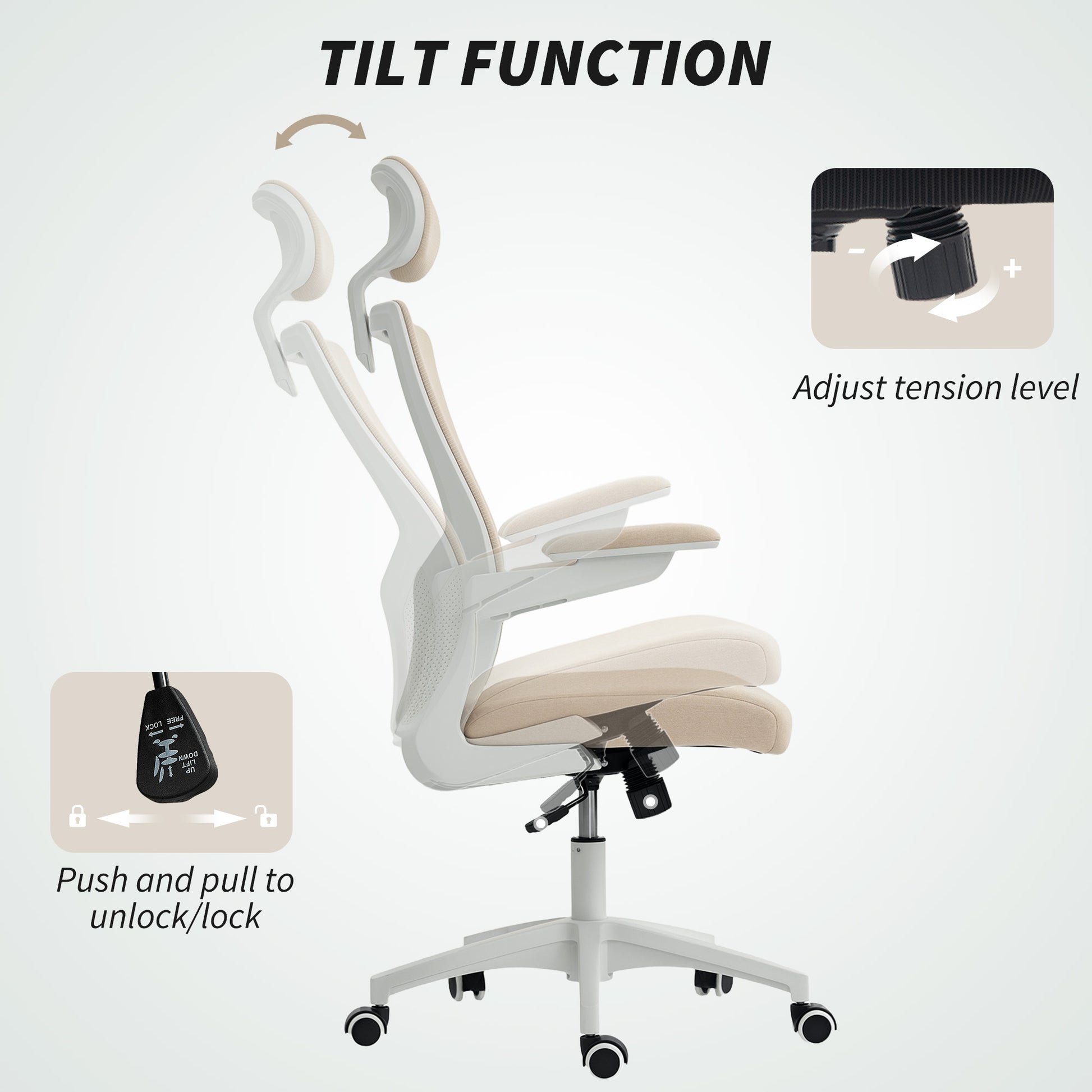 HOMCOM Ergonomic Swivel Desk Chair with Adjustable Lumbar Support & Flip-up Armrests