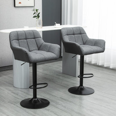 HOMCOM 2-Pack Counter Height Bar Stools, Brown PU Leather, Steel Legs