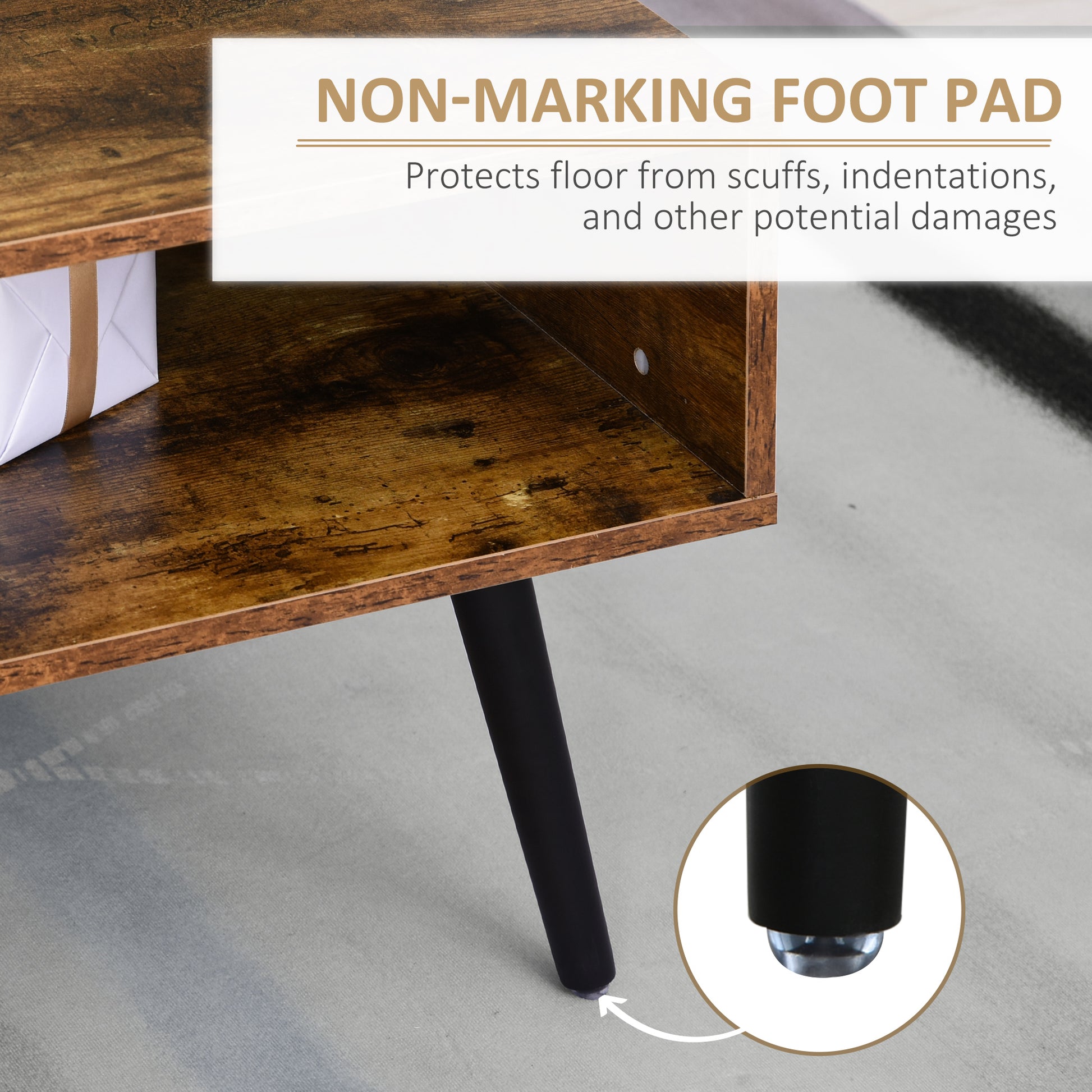 HOMCOM Retro Industrial Coffee Table with Storage Drawer & Shelf, Rustic Brown Wood