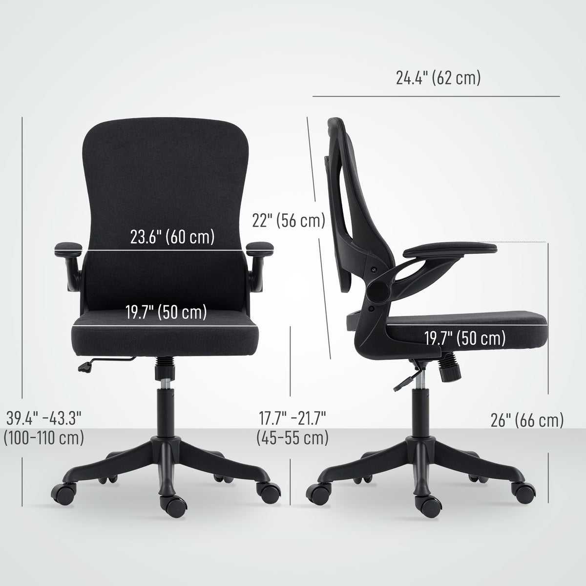 Ergonomic Office Chair, Swivel Desk Chair with Adjustable Lumbar Support and Height, Black