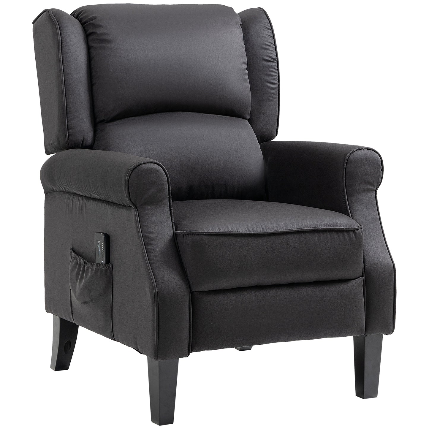 HOMCOM Black Massage Recliner Chair with Extendable Footrest, Remote Control, Side Pocket