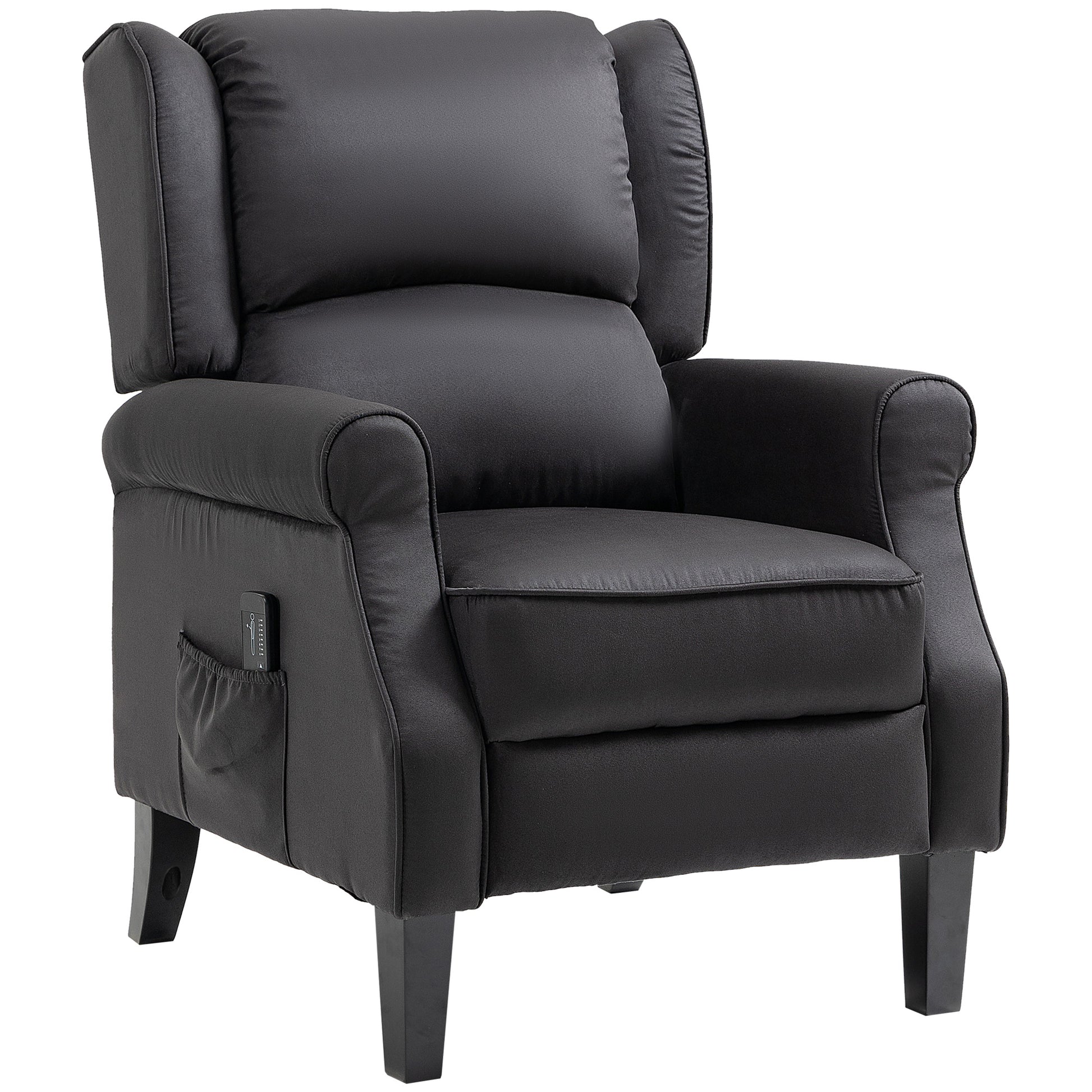 HOMCOM Black Massage Recliner Chair with Extendable Footrest, Remote Control, Side Pocket