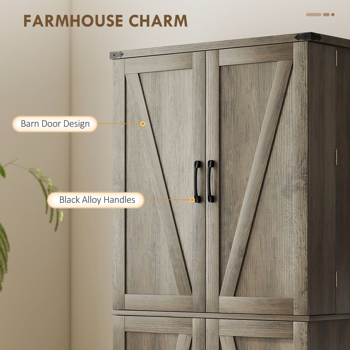 Farmhouse Storage Cabinet with 4 Doors – 30"W x 72"H