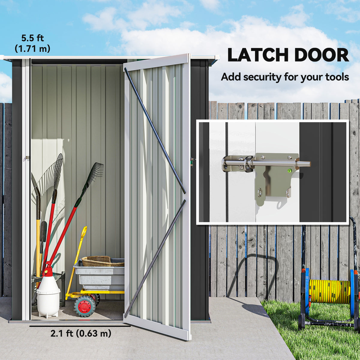 5 x 3ft Outdoor Storage Shed Metal Garden Shed Cabanon with Sloped Roof, Lockable Door for Tool