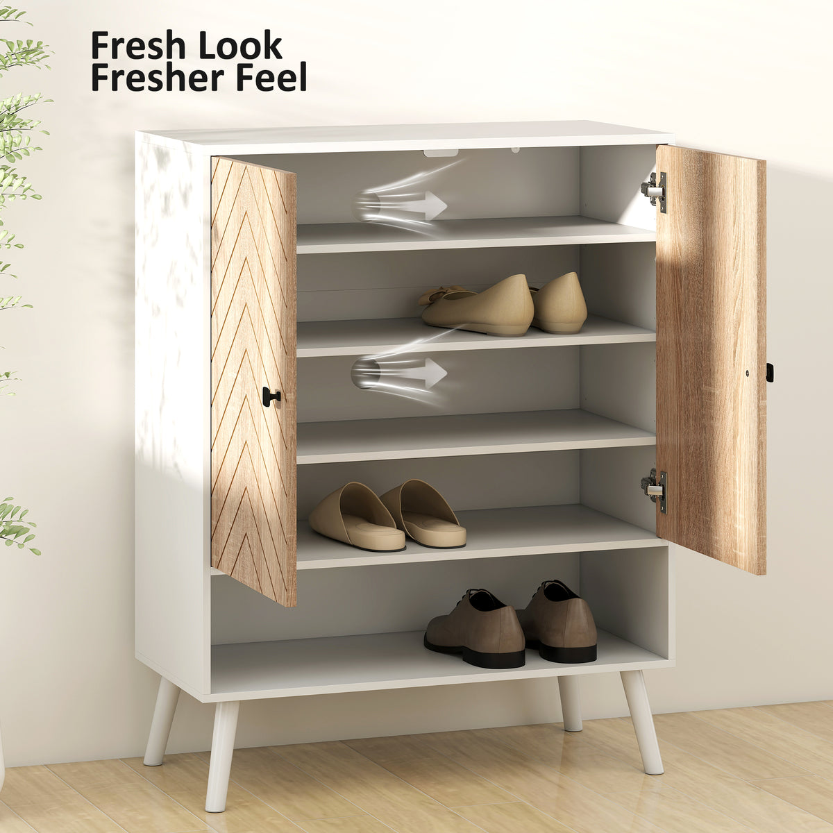 5-Tier Shoe Cabinet with Doors – 30"W x 38"H
